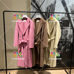 欧时力1TY434129F专柜正品2023冬季新款呢子大衣长款过膝外套3490
