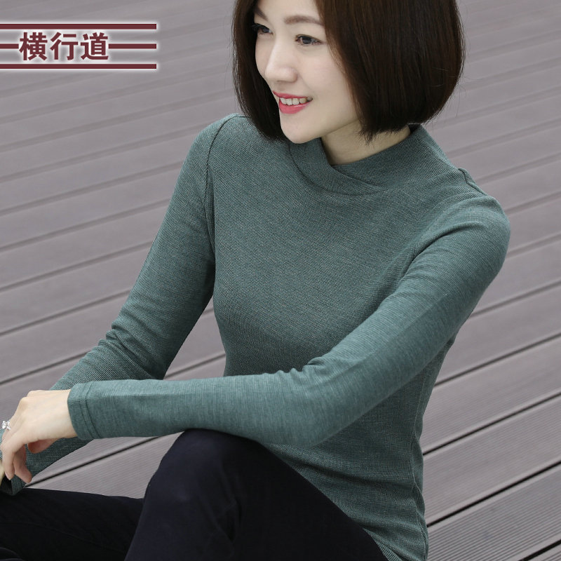 半高领套头内搭纯色修身打底衫