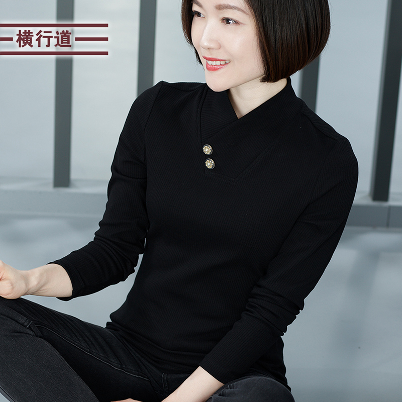 横行道半高领内搭纯色衣服女
