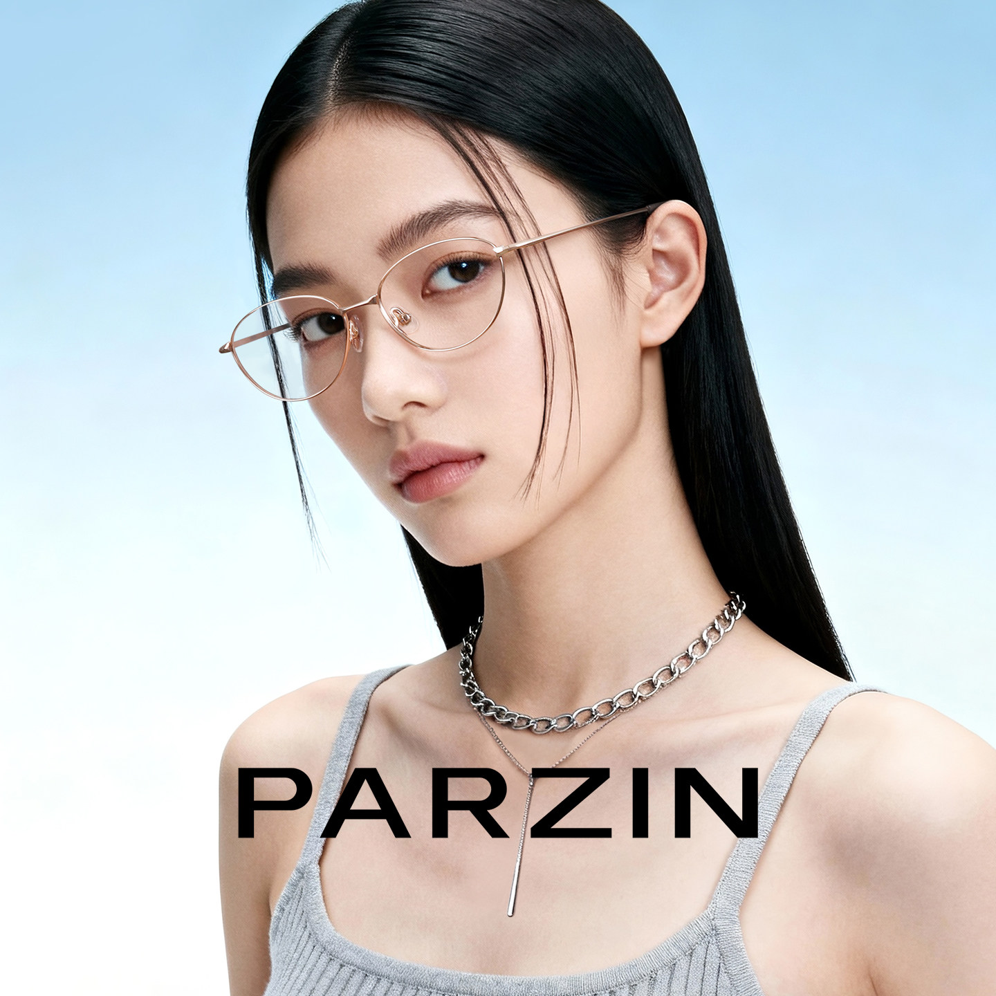 帕森金丝猫眼框眼镜女26新品高智感近视镜高弹舒适不夹脸PZ62256