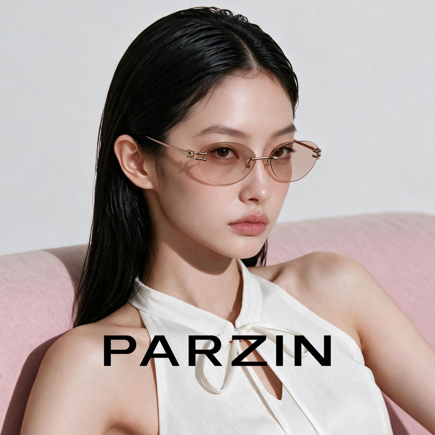 帕森【星光镜】轻盈椭圆无框墨镜女2027新品复古金属太阳镜PZ8635