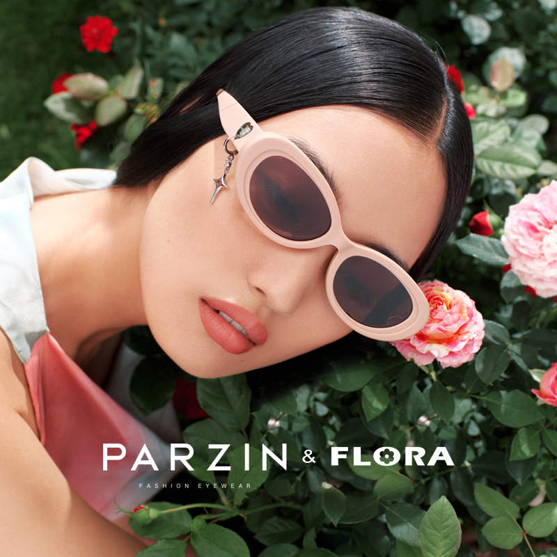 帕森Flora墨镜女多巴胺椭圆形复古彩色防晒太阳镜可潮搭配饰75015