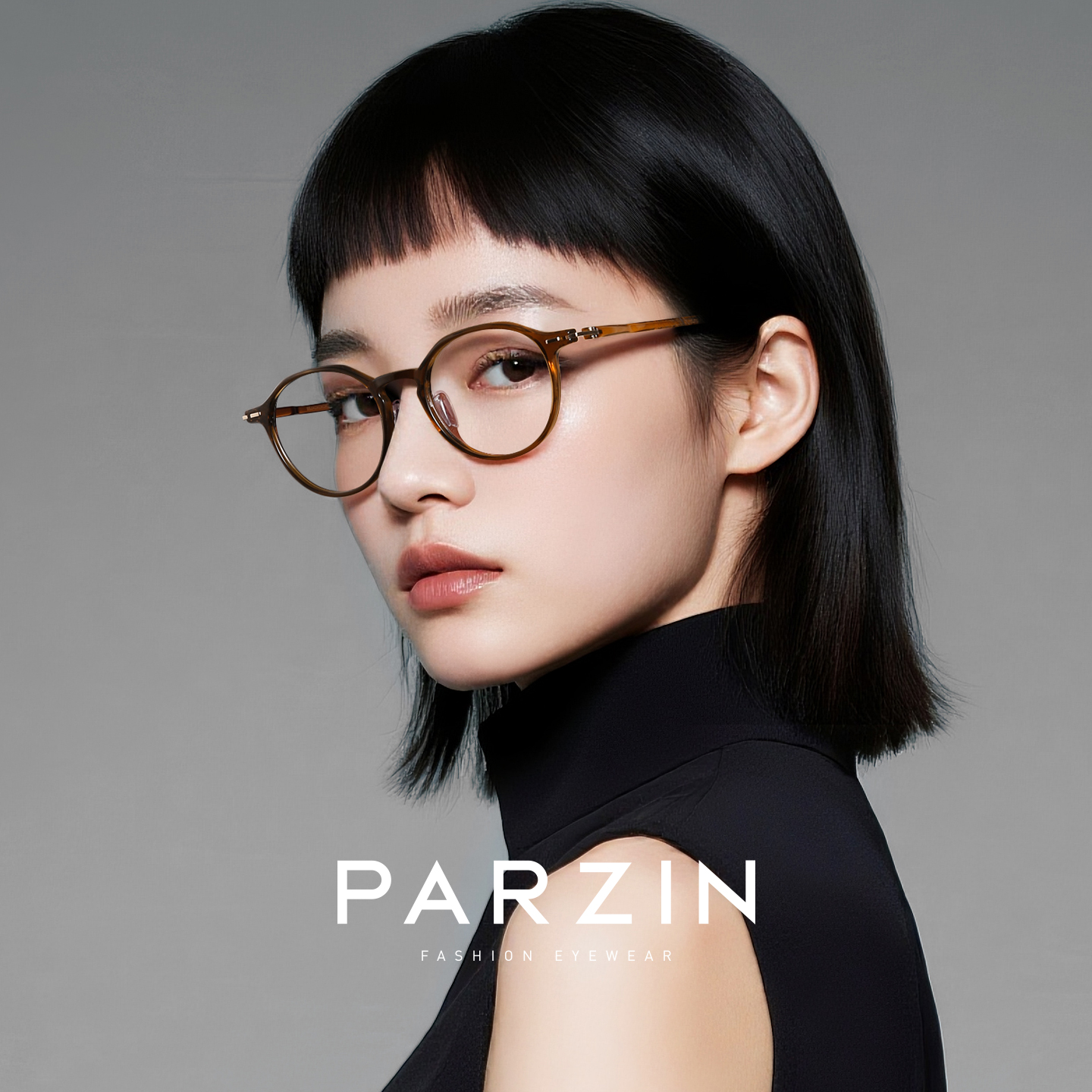 帕森眼镜女素颜黑色书呆子方圆框茶色镜架可配度数近视镜PZ31126