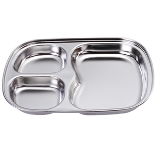 韩国进口304不锈钢儿童餐盘三格五格分格饭盒幼儿园小学生吃饭盘