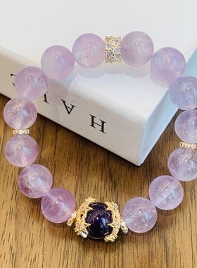 2025天然薰衣草紫水晶手链九紫离火深紫水晶手串女款大手串12mm