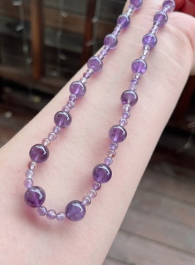 2025天然紫水晶锁骨链简约颈链紫晶百搭项链新款手链毛衣链条