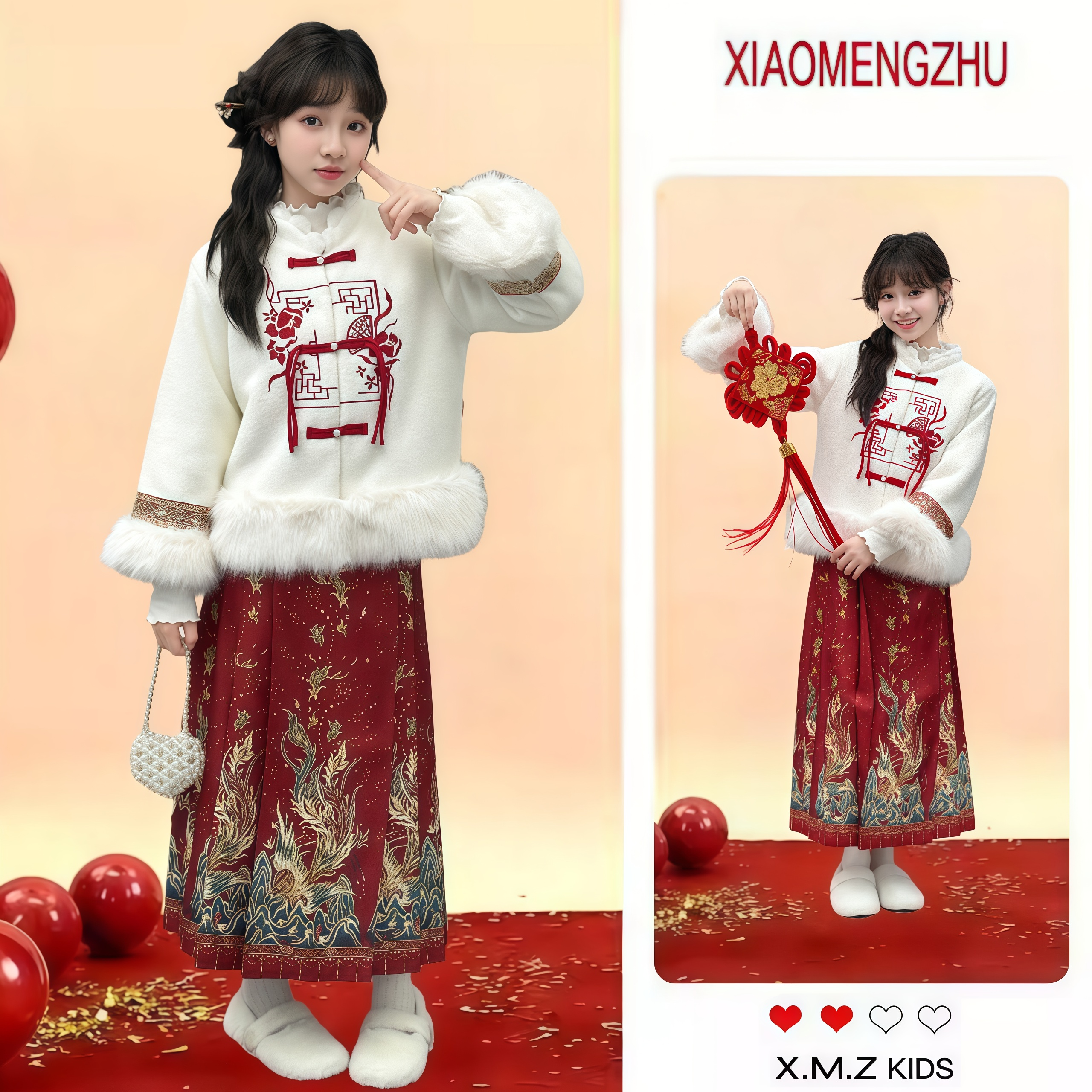 2026新年女童汉服马面裙两件套