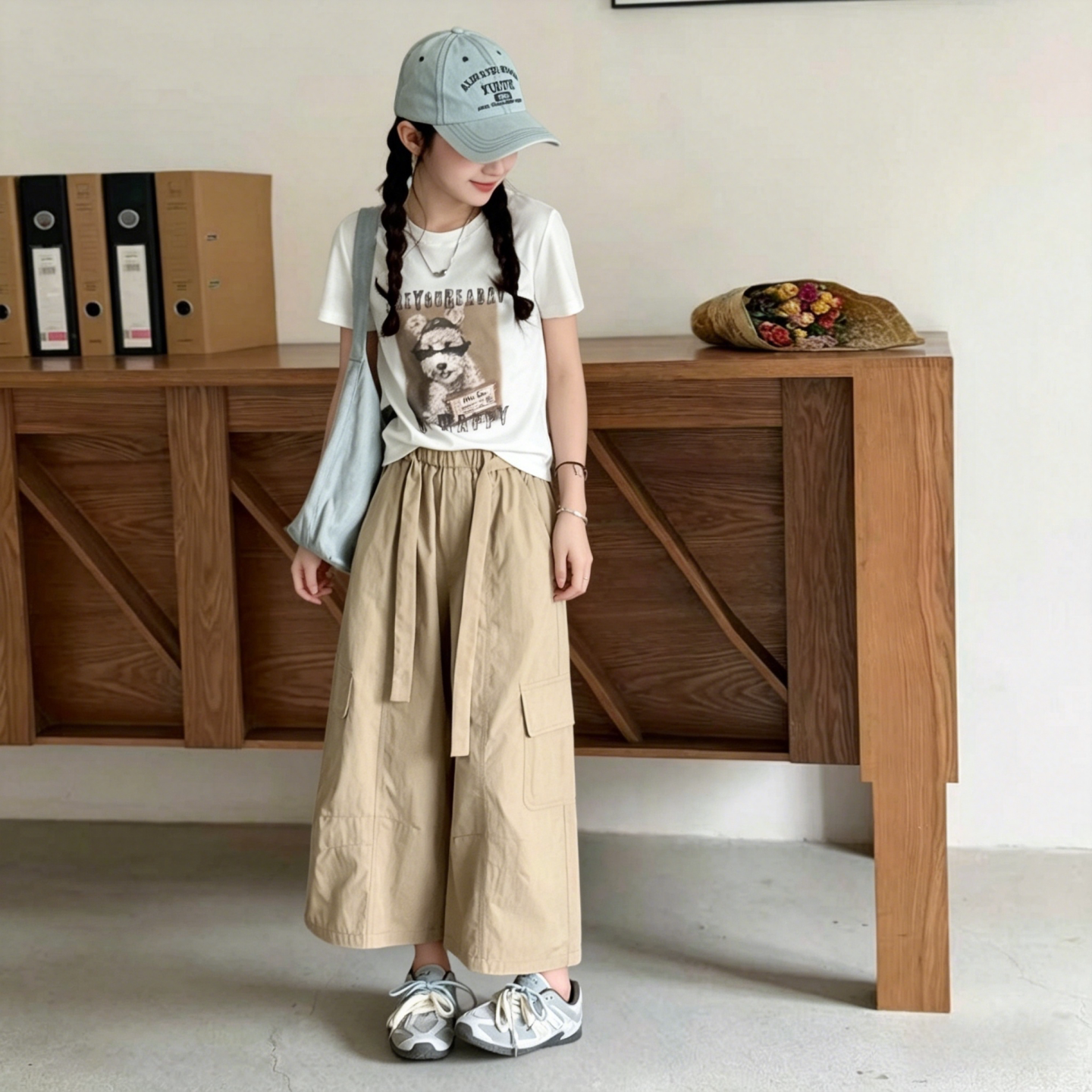 女童夏装短袖T九分裤两件套