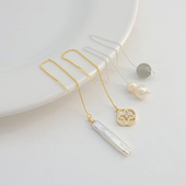 18K包金保色925银针长款 耳线耳环diy制作耳饰品材料配件 流苏针式