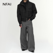 迷彩 灰 4袋立领夹克 防泼水 修饰比例 NFAI 力量廓形 黑