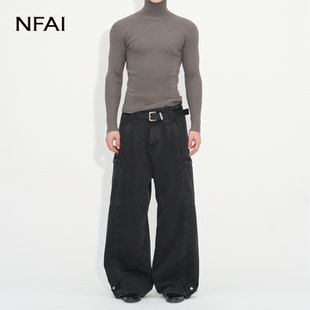 修饰比例 NFAI 首创纹样 高领坑条针织长袖 软糯不扎 25FW