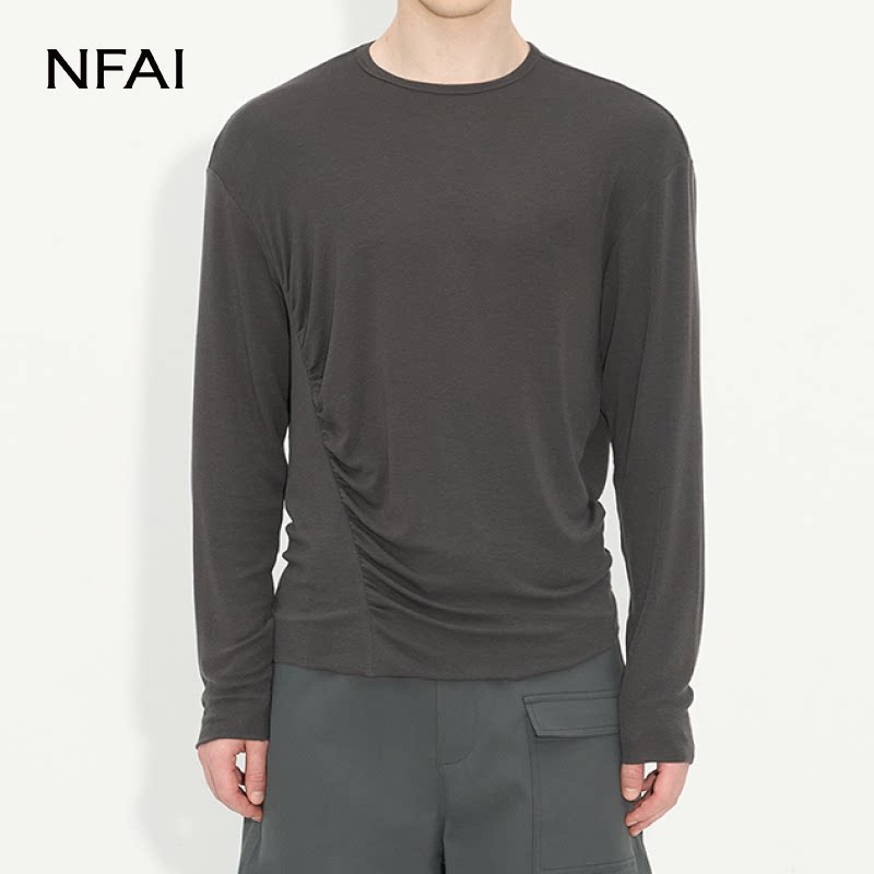 NFAI 涟漪羊毛长袖 自然褶感/亲肤不扎/弹力舒适图片
