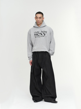 NFAI 黑/灰 SEXY 连帽卫衣 宽松廓形/触感软糯/肤感印花
