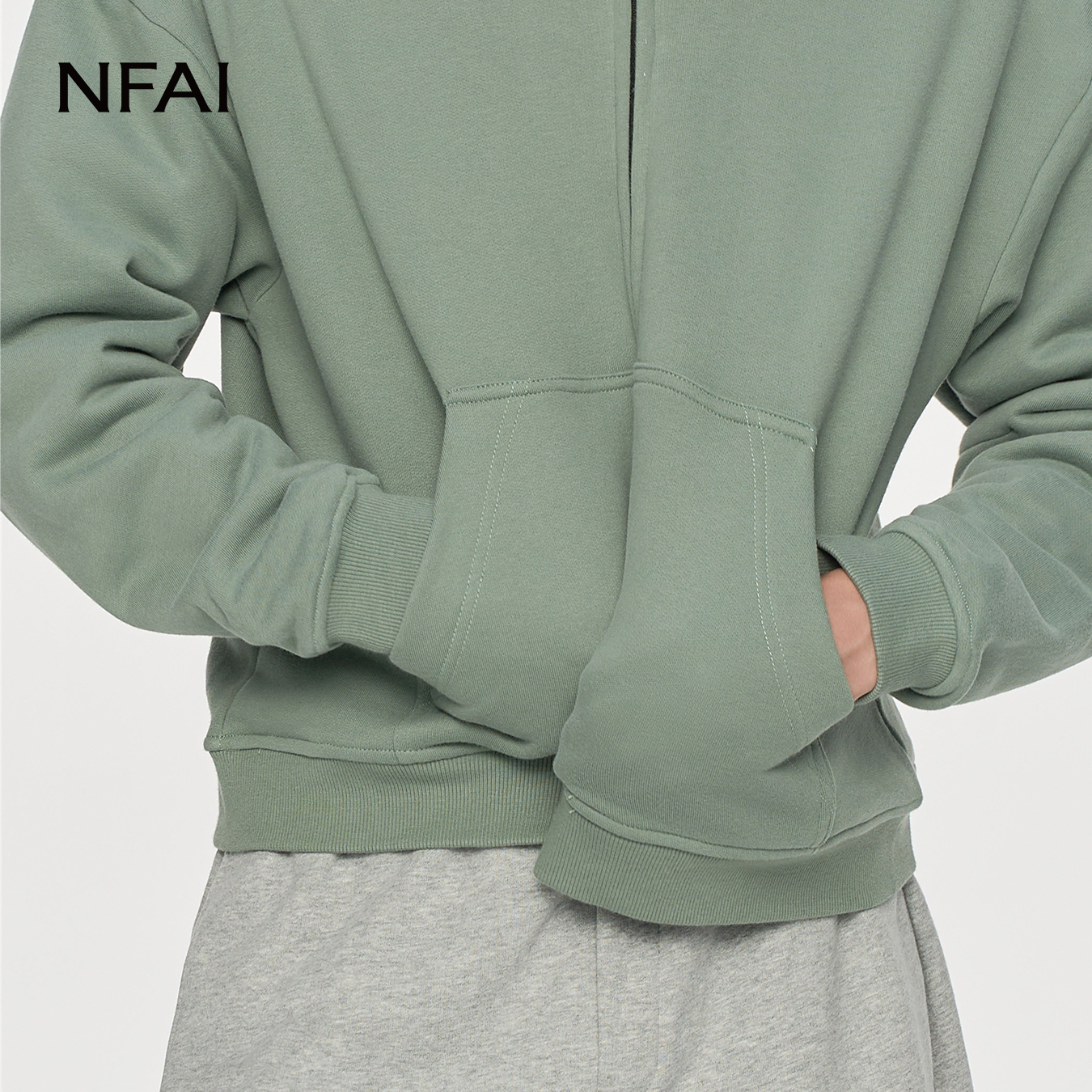 NFAI慵懒轻量软糯拉链连帽卫衣