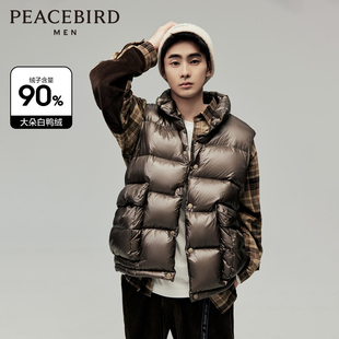 亮面羽绒马夹新款 太平鸟男装 潮流立领背心B2AGD4310 商场同款
