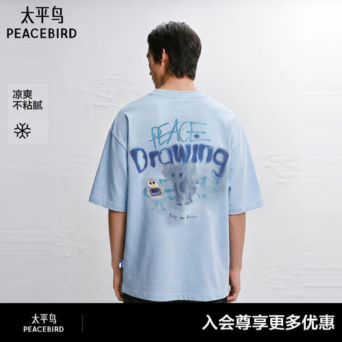 【艺术家Rop联名】太平鸟男装T恤26夏索罗那印花短袖 B2CNG2430#