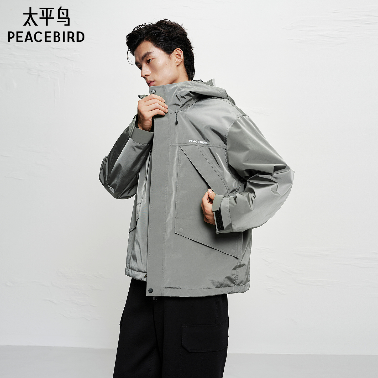 【商场同款】太平鸟男装 休闲夹克字母刺绣时尚茄克衫 B2BCF4221