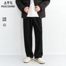 休闲裤 太平鸟男装 25冬季 新款 潮 宽松直筒运动缝标卫裤 内里加绒