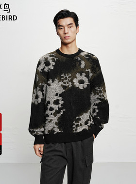 【商场同款】太平鸟男装 休闲毛衫满版花色撞色时尚毛衣B2EBF4236