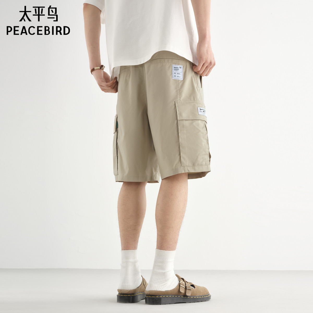 太平鸟男装休闲裤25夏新款卡其运动五分裤户外工装直筒中短裤潮
