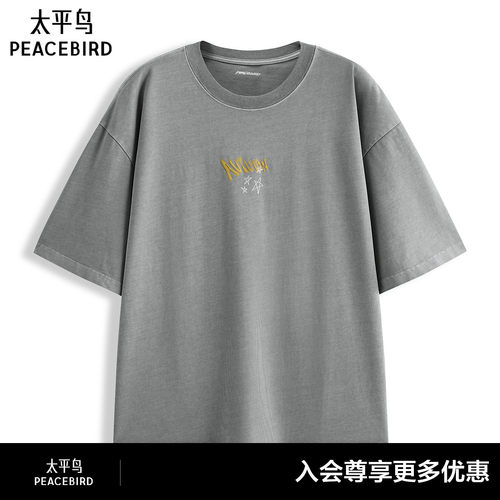 【商场同款】太平鸟男装 休闲T恤复古水洗印花时尚T恤 B2CNG3230