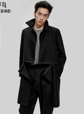 【PETER DO联名】太平鸟男装 休闲风衣解构拼接男士风衣B1BEF3C13
