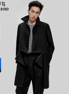 【PETER DO联名】太平鸟男装 休闲风衣解构拼接男士风衣B1BEF3C13