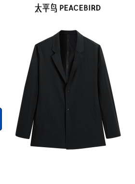 【商场同款】太平鸟男装黑色修身西服春季新款休闲外套B1BAF1403