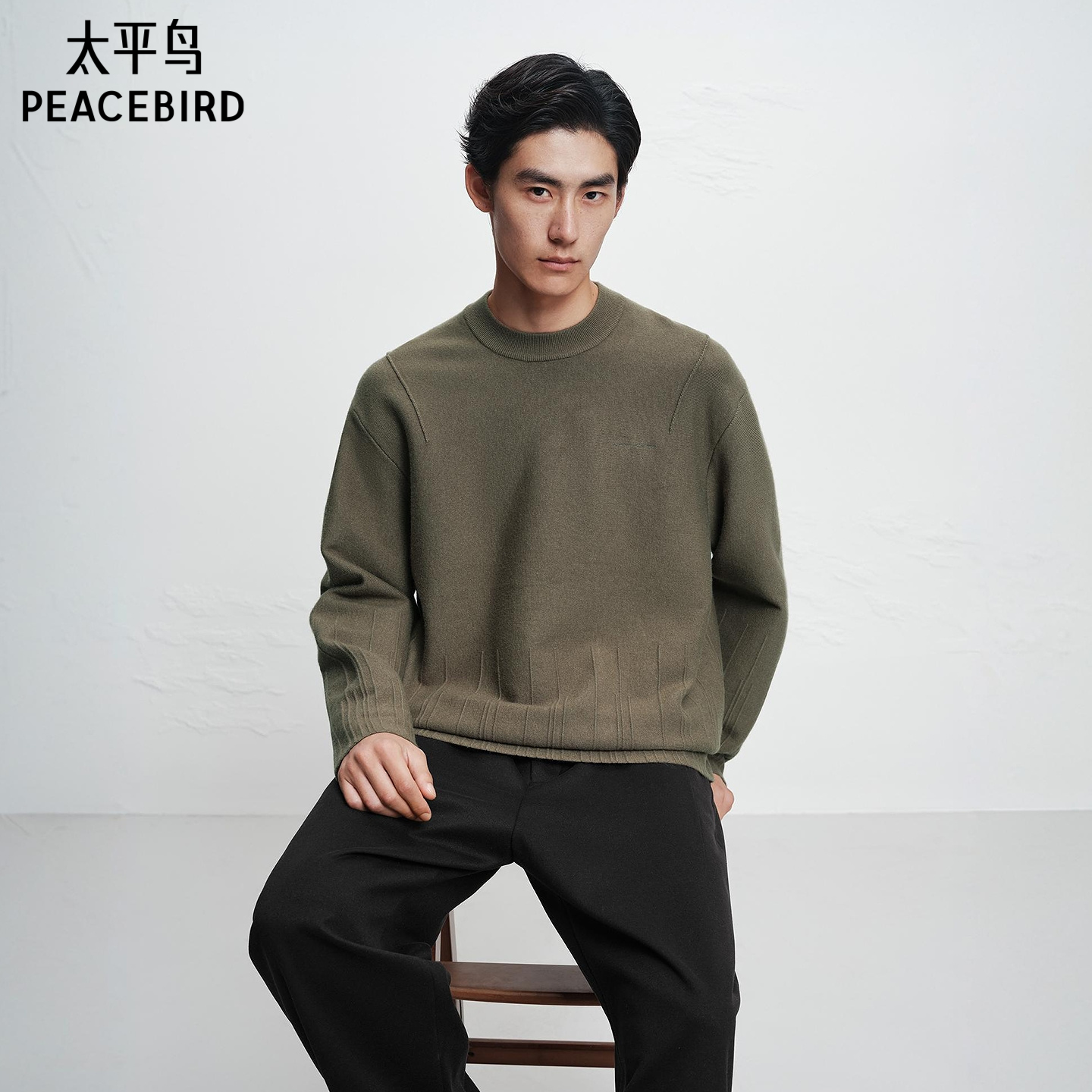 【商场同款】太平鸟男装毛衫25冬季新款套头针织衫 B2EBF4D04