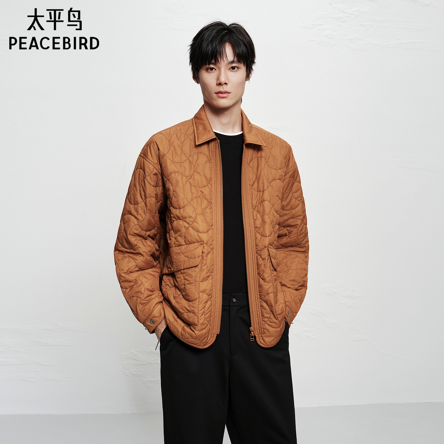 【商场同款】太平鸟男装棉衣25冬季新款宽松满版绗缝 B2ABF4122