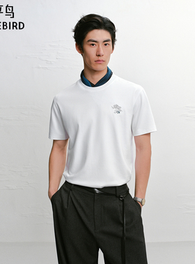 【商场同款】太平鸟男装 2026年夏季新款修身白色T恤男B1CNG2475#