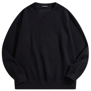 太平鸟男装休闲卫衣提花休闲卫衣男上衣潮宽松百搭纯色宽松上衣