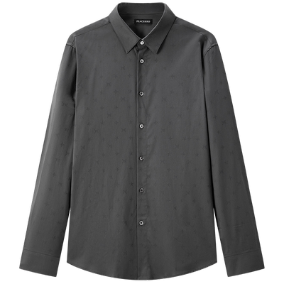 太平鸟男装 秋季老花满印衬衫时尚青年质感修身内搭衬衣