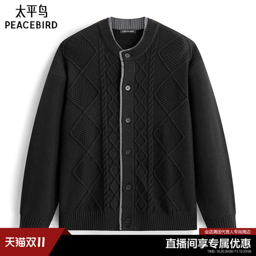 【商场同款】太平鸟男装假两件毛衫26冬新款绞花针织衫B2EDG4118