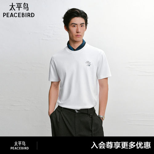 【商场同款】太平鸟男装 2026年夏季新款修身白色T恤男B1CNG2475#