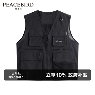 大口袋背心 潮流黑色马甲春夏户外工装 太平鸟男装 美式