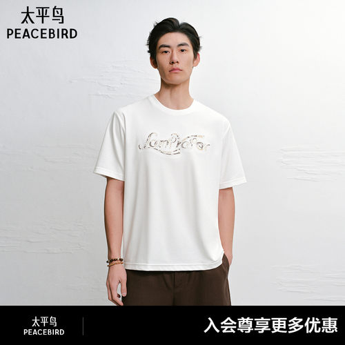【商场同款】太平鸟男装字母刺绣短袖T恤夏新款圆领半袖B1CNG2473