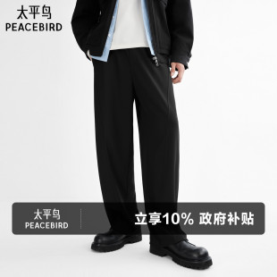 直筒肌理宽松通勤阔腿百搭休闲西裤 春季 潮 休闲裤 太平鸟男装