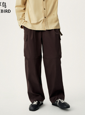 【商场同款】太平鸟男装 潮流棕色工装口袋休闲长裤男B2GLG1367