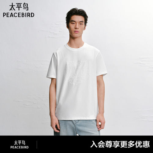 【商场同款】太平鸟男装T恤26夏季纯色提花短袖休闲 B1CNG2214#