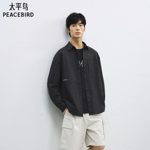 休闲衬衫 太平鸟男装 男士 夏季 衬衫 刺绣工装 太平鸟自在轻锋衣