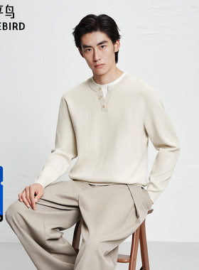 【商场同款】太平鸟男装 休闲毛衫男士假两件纯色毛衣 B1EBF440K