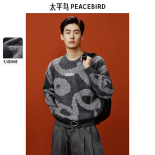 糯米绒 慵懒风提花男士 太平鸟男装 新款 毛衫 休闲毛衣2025春季