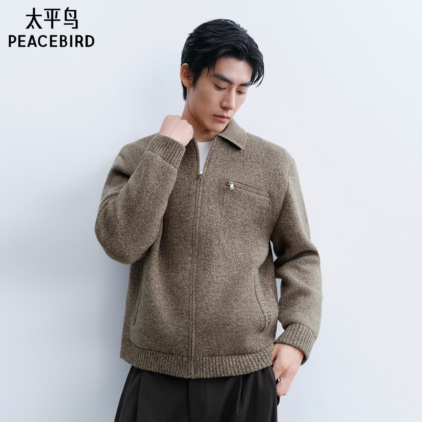 【商场同款】太平鸟男装 休闲毛衫复古软糯羊毛混纺毛衫B1EDG4431
