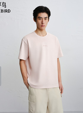 【商场同款】太平鸟男装印花圆领T恤春新款刺绣纯色短袖B1CNG1411