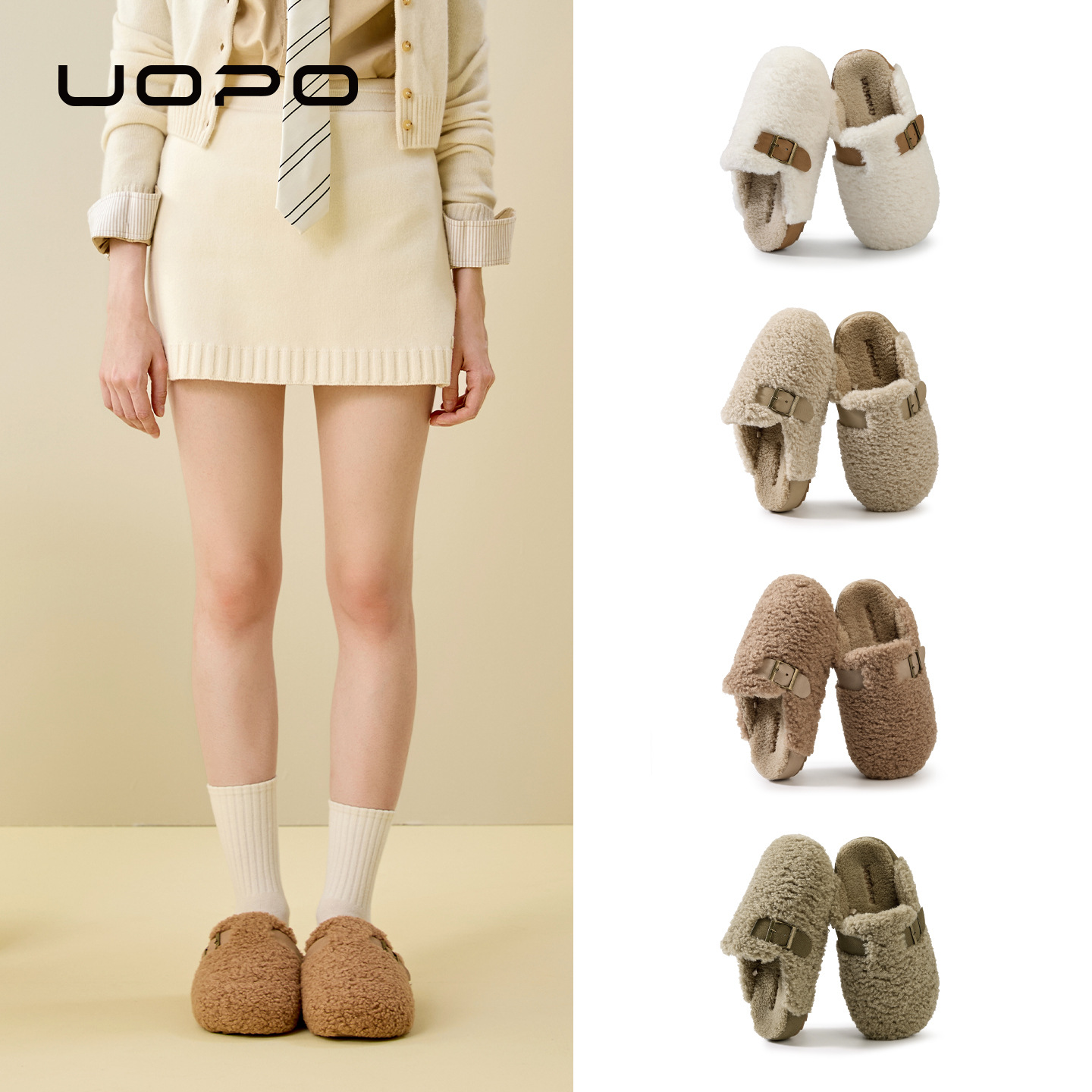 勃肯鞋女2025秋冬季新款外穿感时尚毛绒拖鞋保暖加绒棉拖鞋