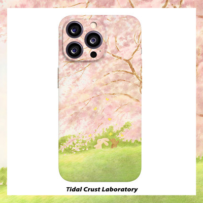 樱花树下可爱兔子朋友菲林二合一手机壳适用苹果17nova14华为p70mate60小米15opporen14ovivo荣耀300iPhone16