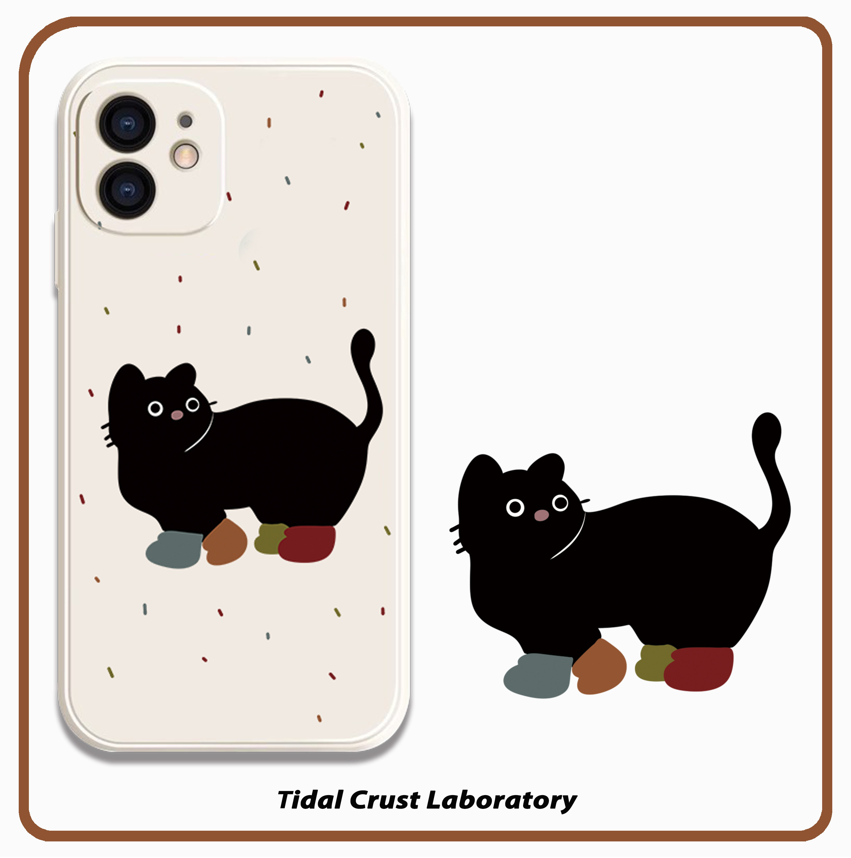 简约可爱黑猫简笔画液态硅胶全包手机壳适用苹果15nova华为p50mate60