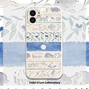 卡通复古可爱兔兔插画液态硅胶全包手机壳适用苹果17nova14华为p70 mate70小米15oppovivo30荣耀300iPhone15