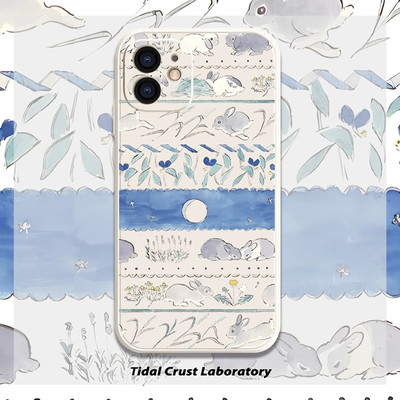 卡通复古可爱兔兔插画液态硅胶全包手机壳适用苹果17nova14华为p70/mate70小米15oppovivo30荣耀300iPhone15